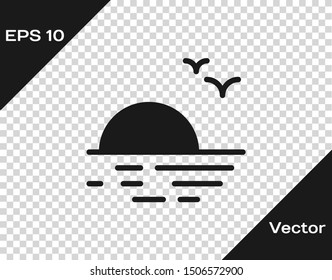 Grey Sunset icon isolated on transparent background.  Vector Illustration
