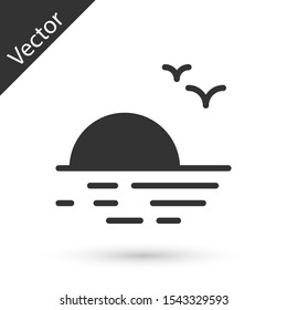 Grey Sunset icon isolated on white background.  Vector Illustration