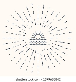Grey Sunset icon isolated on beige background. Abstract circle random dots. Vector Illustration