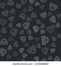 Grey Sunset icon isolated seamless pattern on black background.  Vector Illustration
