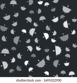 Grey Sunset icon isolated seamless pattern on black background. Vector Illustration