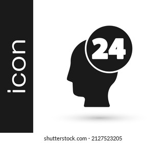 Grey Support operator in touch icon isolated on white background. Concept for call center, client support service.  Vector Illustration