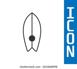 Grey Surfboard icon isolated on white background. Surfing board. Extreme sport. Sport equipment.  Vector