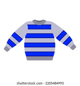 Grey sweater with blue stripes. Vector isolated on a white background.