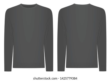 Grey sweater. front and back side. vector illustration
