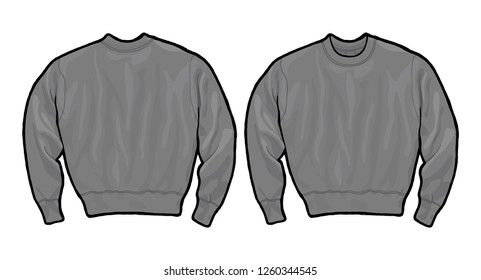 Grey sweatshirt template drawing vector illustration