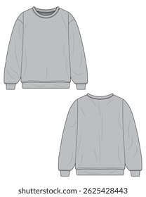 Grey sweatshirt template front and back view