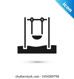 Grey Swing for kids summer games on playground icon isolated on white background. Outdoor entertainment equipment.  Vector