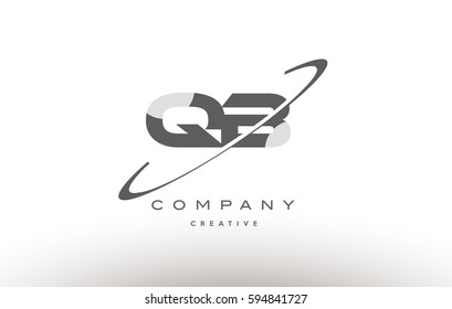 grey swoosh white alphabet company logo line design vector icon template qb q b