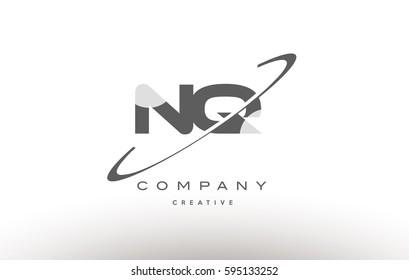 grey swoosh white alphabet company logo line design vector icon template nq n q