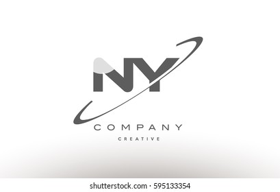 grey swoosh white alphabet company logo line design vector icon template ny n y