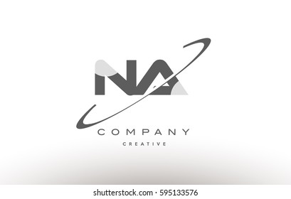 grey swoosh white alphabet company logo line design vector icon template na n a