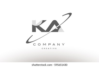 grey swoosh white alphabet company logo line design vector icon template k a ka