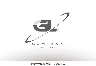 grey swoosh white alphabet company logo line design vector icon template gl g l 