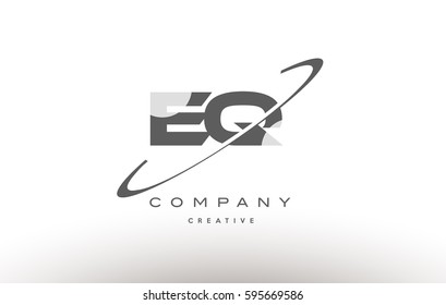 grey swoosh white alphabet company logo line design vector icon template eq e q