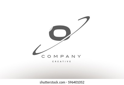 grey swoosh white alphabet company logo line design vector icon template o