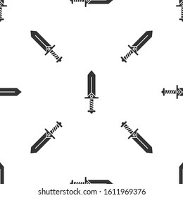Grey Sword for game icon isolated seamless pattern on white background.  Vector Illustration