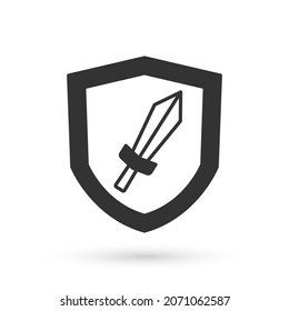 Espada gris para el icono de juego aislado en fondo blanco.  Vector
