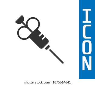 Grey Syringe icon isolated on white background. Syringe for vaccine, vaccination, injection, flu shot. Medical equipment.  Vector