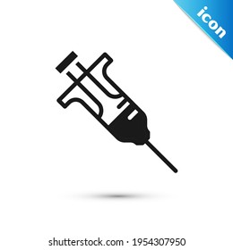 Grey Syringe icon isolated on white background. Syringe for vaccine, vaccination, injection, flu shot. Medical equipment.  Vector