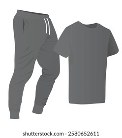 Grey  t shirt and bottom. Night wear. vector