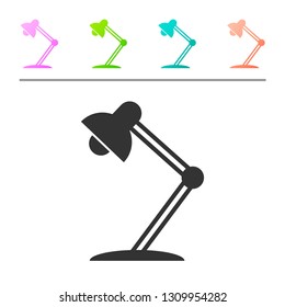 Grey Table lamp icon isolated on white background. Table office lamp. Set icon in color buttons. Vector Illustration
