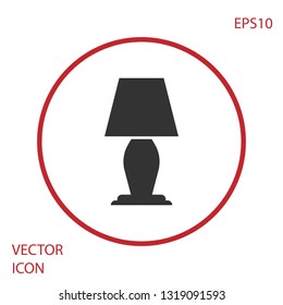 Grey Table lamp icon isolated on white background. Red circle button. Vector Illustration