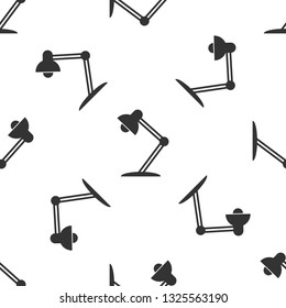 Grey Table lamp icon isolated seamless pattern on white background. Table office lamp. Vector Illustration