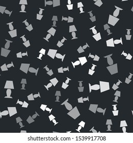 Grey Table lamp icon isolated seamless pattern on black background.  Vector Illustration