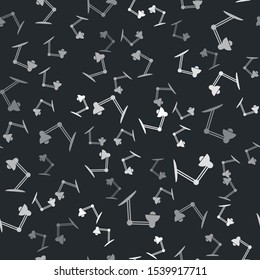 Grey Table lamp icon isolated seamless pattern on black background. Table office lamp.  Vector Illustration