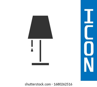 Icono de lámpara de mesa gris aislado en fondo blanco. Ilustración vectorial