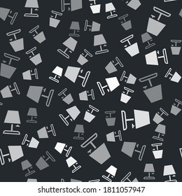 Grey Table lamp icon isolated seamless pattern on black background. Vector.