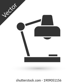 Icono de lámpara de mesa gris aislado en fondo blanco. Lámpara de escritorio. Vector.