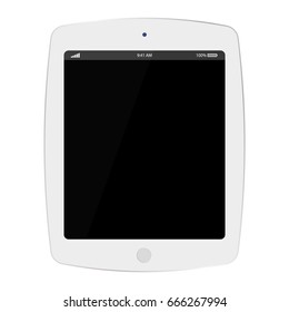 grey tablet with black screen on white background. Tablet kid style with black screen vector eps10.
