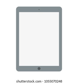  Grey Tablet computer with white screen flat style vector esp10. Tablet front view.