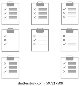Grey tablet with different form filling it is set icons.