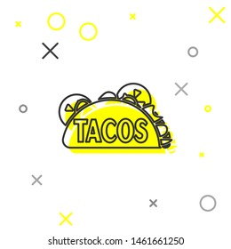 Grey Taco with tortilla line icon isolated on white background. Traditional mexican fast food. Vector Illustration