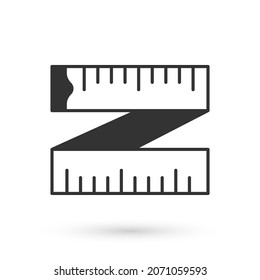 Grey Tape measure icon isolated on white background. Measuring tape.  Vector