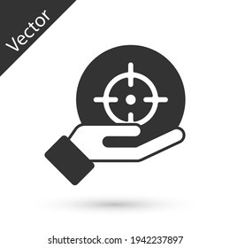 Grey Target financial goal concept icon isolated on white background. Symbolic goals achievement, success. Vector