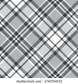 Grey tartan plaid pattern. Autumn winter diagonal check plaid background for flannel shirt, scarf, blanket, throw, duvet cover, upholstery, or other modern textile print.