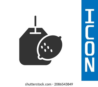 Bolsa de té gris con icono de limón aislado sobre fondo blanco.  Vector
