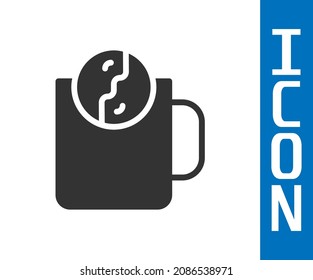 Grey Tea time icon isolated on white background.  Vector