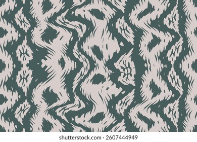 Grey teal leopard exotic decor ikat curve twirl, blurred ethnic textile pattern canvas abstract ornament fashion colorful ogee stripe fabric hand draw endless grunge seamless dynamic print cloth