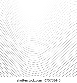 Grey tech wavy dotted lines abstract background. Vector design