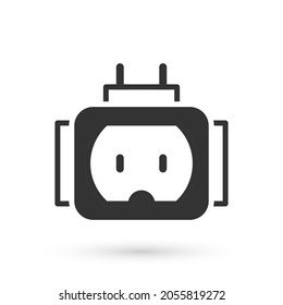 Grey Tee plug electric with clipping path icon isolated on white background.  Vector