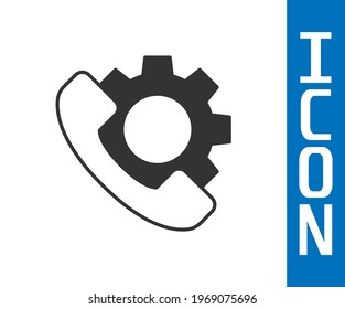 Grey Telephone 24 hours support icon isolated on white background. All-day customer support call-center. Full time call services.  Vector