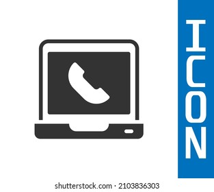 Grey Telephone 24 hours support icon isolated on white background. All-day customer support call-center. Full time call services.  Vector