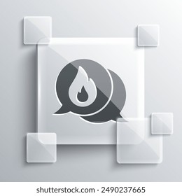 Grey Telephone with emergency call 911 icon isolated on grey background. Police, ambulance, fire department, call, phone. Square glass panels. Vector