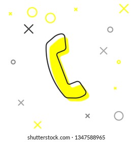 Grey Telephone handset line icon isolated on white background. Phone sign. Vector Illustration