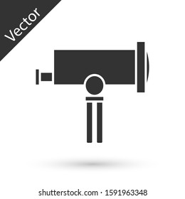 Grey Telescope icon isolated on white background. Scientific tool. Education and astronomy element, spyglass and study stars.  Vector Illustration